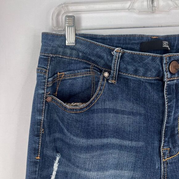 1822 Denim Roll Cuff Distressed Blue Skinny Jeans Size 12 - Picture 8 of 12